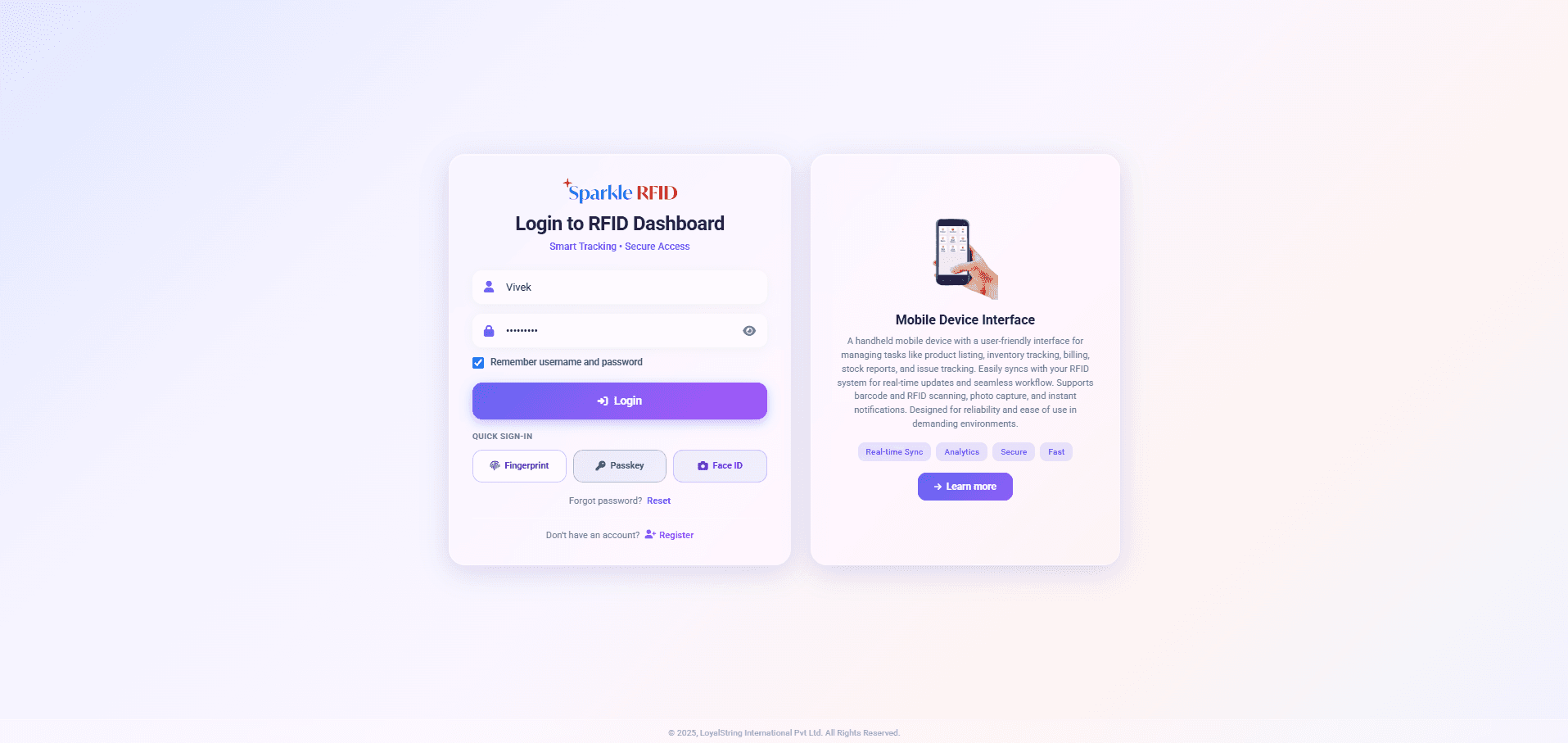 Sparkle RFID Dashboard 4